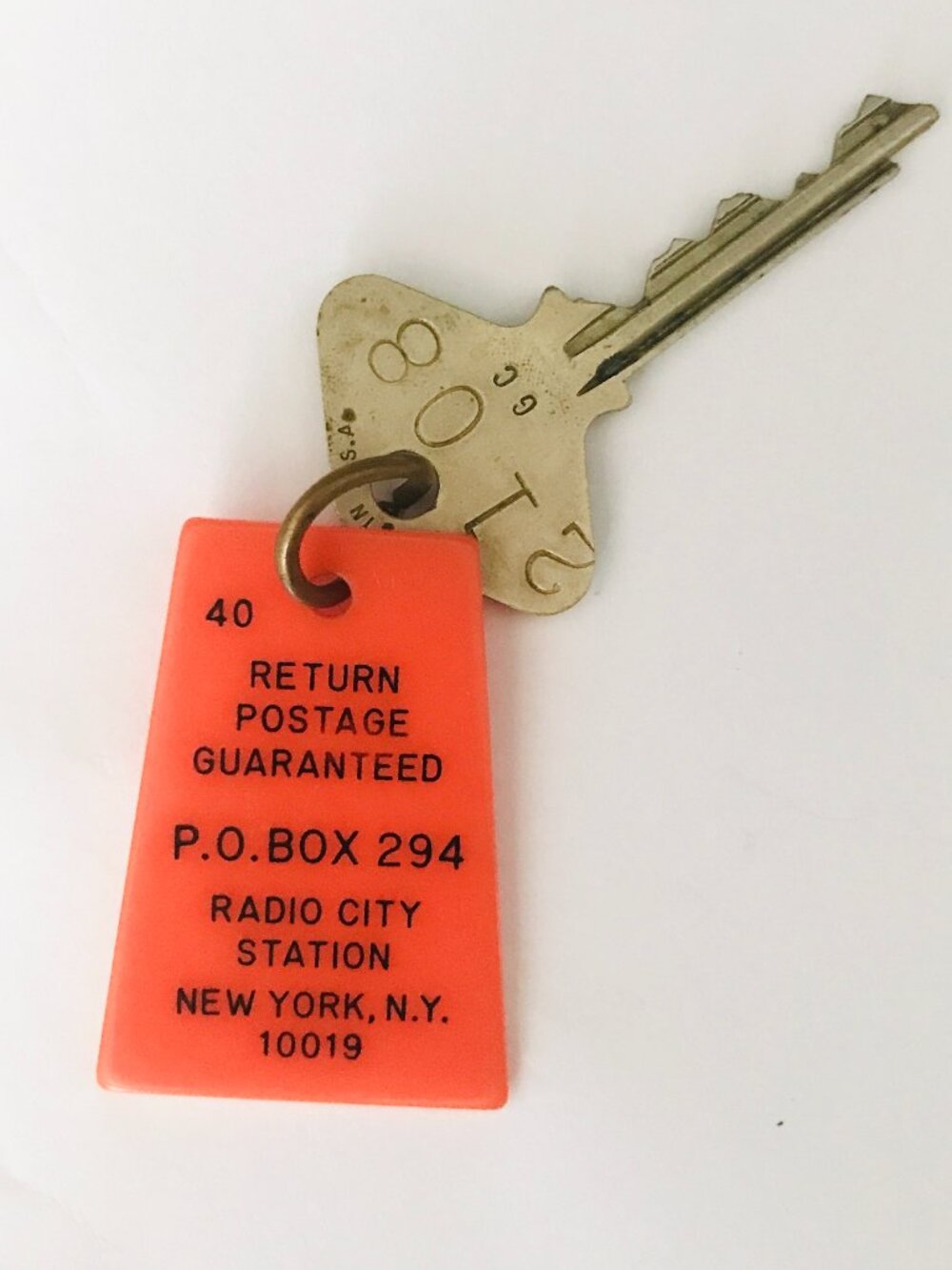 Vintage New York City Taft Hotel Key & Fob #2108 Radio City Midtown NYC Original
